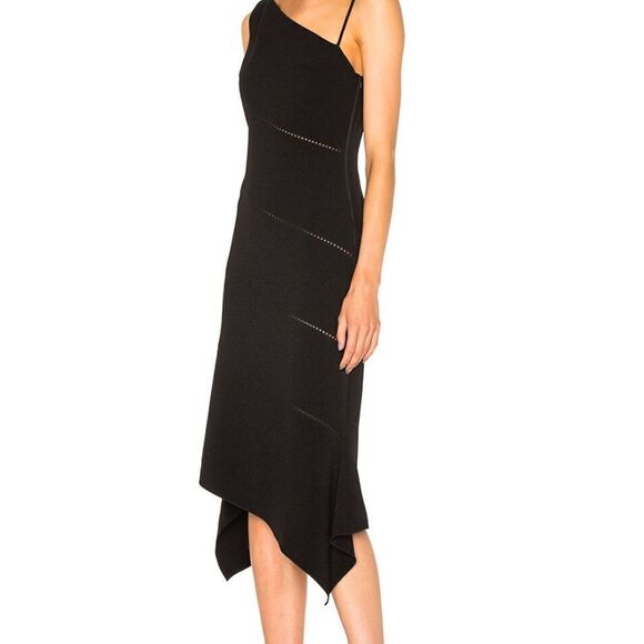 $875 NWOT Dion Lee Bonded Crepe Bustier Asymmetrical Hem Dress in‎ Black Size 6 - Picture 2 of 16